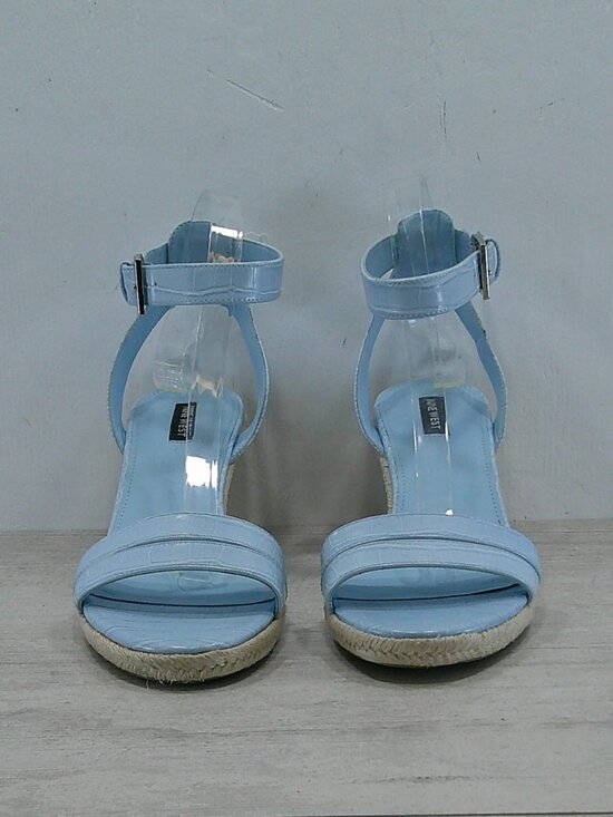 Nine West Baby Blue Croc Embossed Patent Joie Espadrille Wedge Heel Size 11 M - Picture 2 of 14
